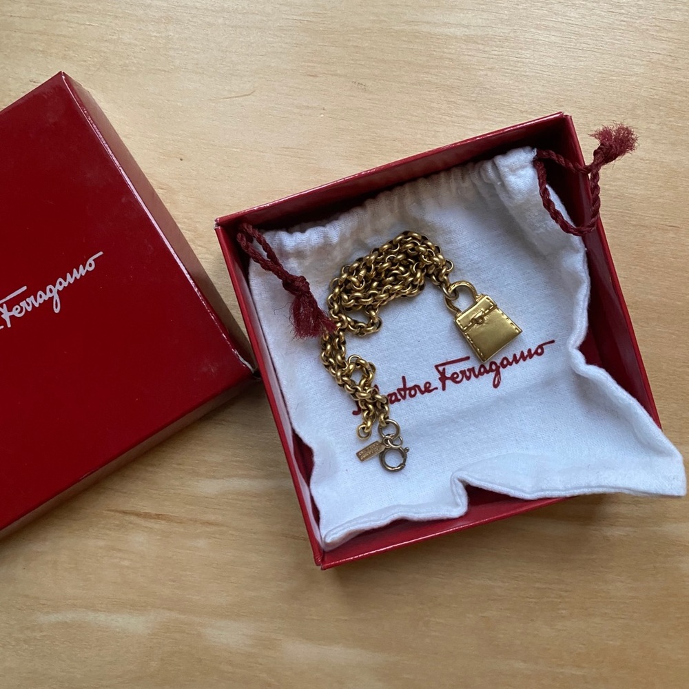 Vintage Ferragamo “bag” necklace